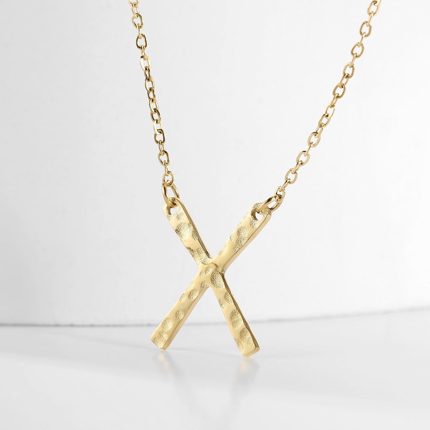 Emory Hammered X Necklace