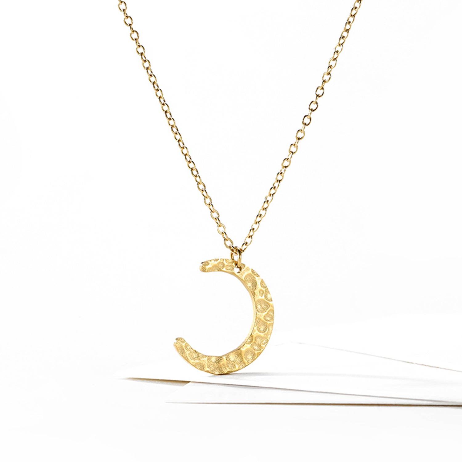 Luna Hammered Half Moon Necklace